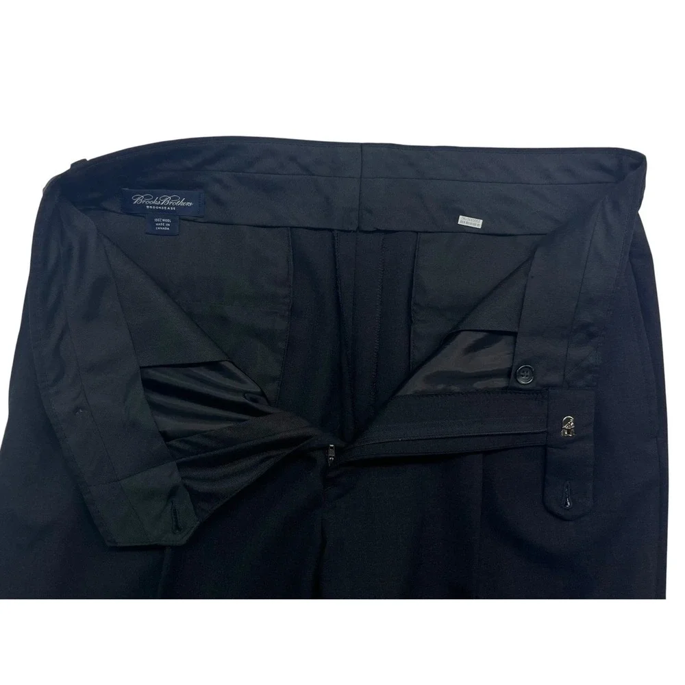 Brooks Brothers 34x33 Black Dress Suit Pants Brooksease Pleated Wool High Waist